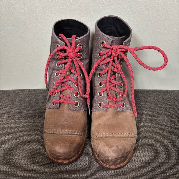 Sorel Joan of Arctic Wedge PDX Lace Up Bootie-Gray/Brown-Leather-Women Size 8.5 - Picture 10 of 10